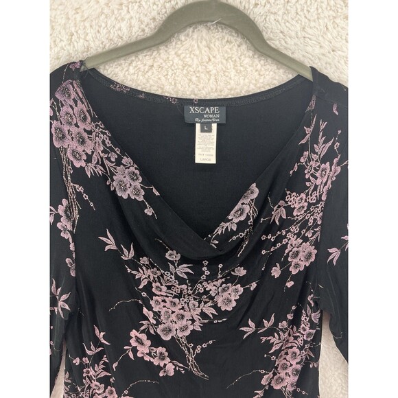 Vintage Xscape Top Women L Y2K 90s Fairy Grunge Whimsigoth Floral Witchy Sparkle - Picture 3 of 8
